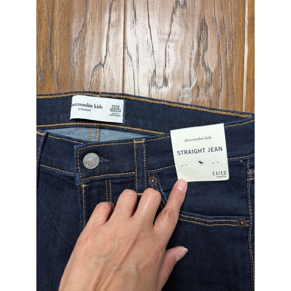 abercrombie kids girls 11/12 jeans Dark Wash Straight Jeans Regular 26.5” Inseam - Picture 3 of 3